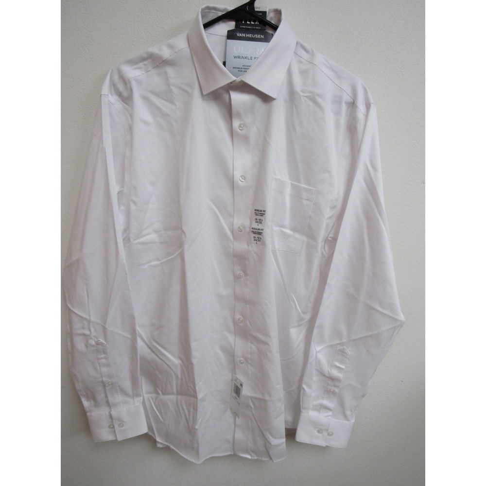 Van Heusen Flex Mens Ultra‎ Wrinkle Free Regular Fit Dress Shirt White 16-16.5 L